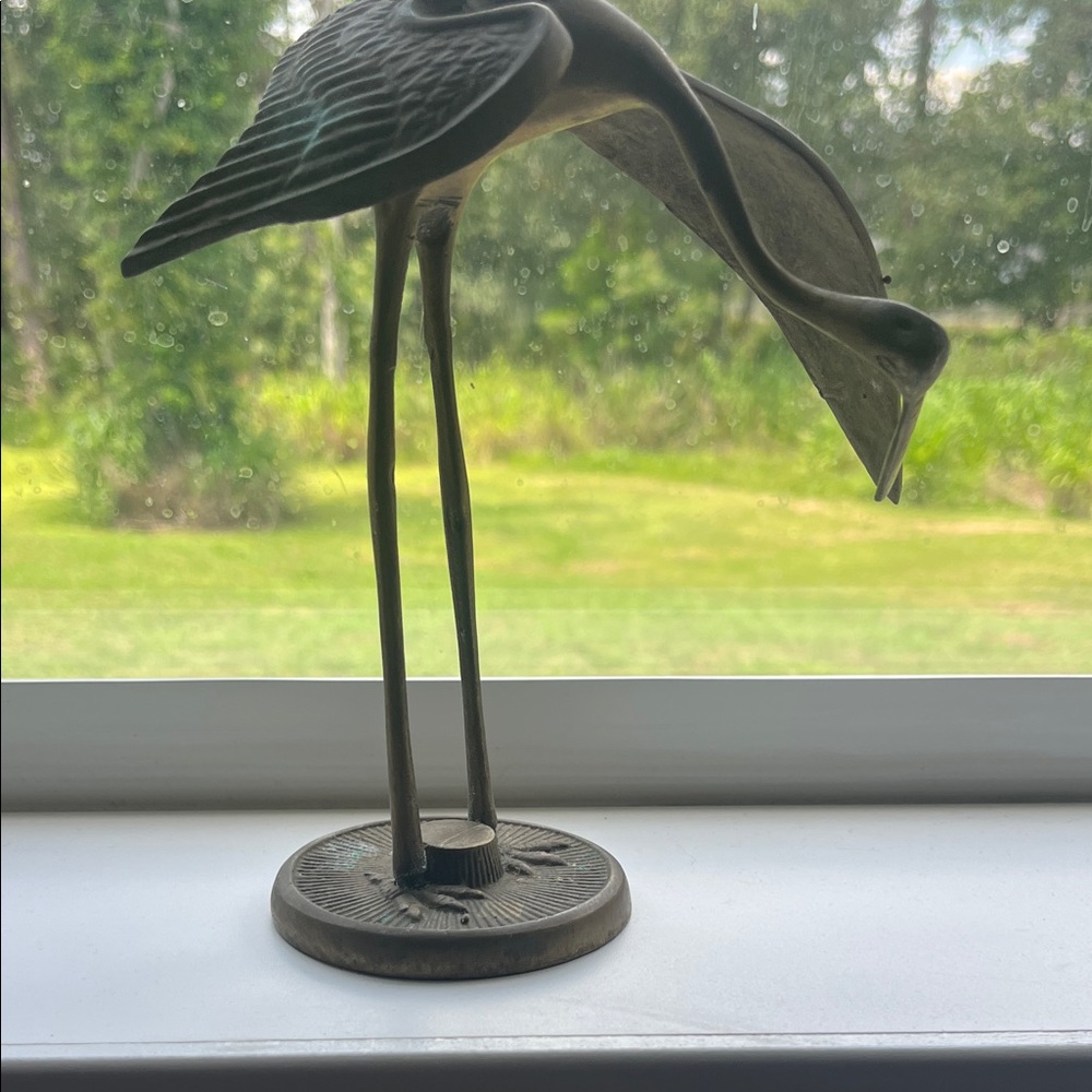Brass Finish Heron Sculpture - Home Art Decorative Figurine